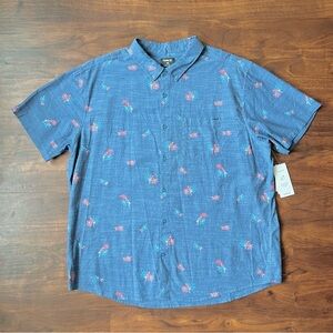 Hurley Stretch Floral Print Button Up Short Sleeve Shirt NWT Men’s Size XXL